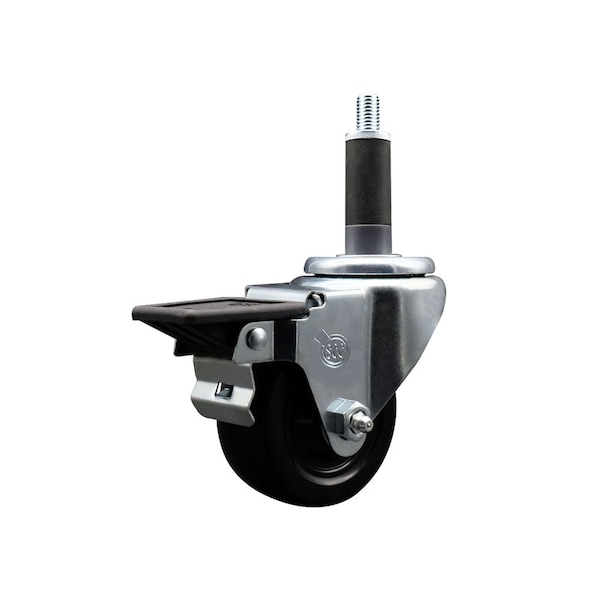 3'' Soft Rubber Swivel 1'' Expanding Stem Caster with Brake